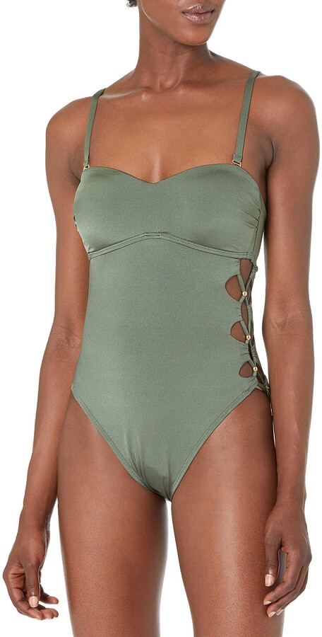 Kenneth Cole New York Womens Bandeau One Piece Swimsuit 