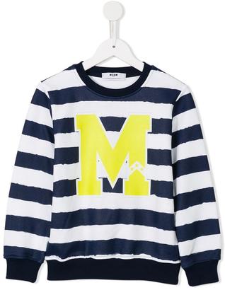MSGM Kids - logo print striped sweatshirt - kids - Cotton - 10 yrs