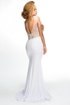 Thumbnail for your product : Brit Cameron - 16354 V-Neckline Long Prom Dress with Beaded Bodice