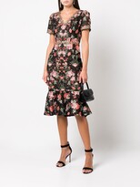 Thumbnail for your product : Marchesa Notte Rose-Embroidered Lace Midi Dress