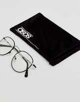 Thumbnail for your product : clear Design Metal Round Glasses With Clear Lens In Black