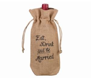 Lillian Rose Rustic Burlap Eat, Drink and be Married Wine Bag