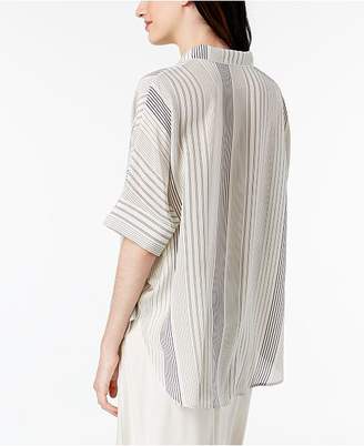 Eileen Fisher Silk Striped Oversized Shirt, Regular & Petite