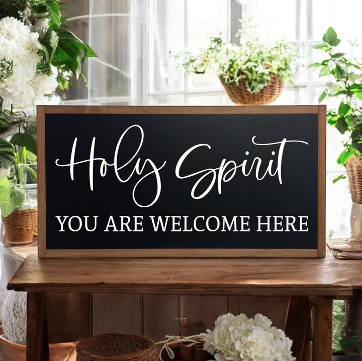 /Holy Spirit You Are Welcome Here Christian Wood Sign Modern Wall Art Spiritual Decor