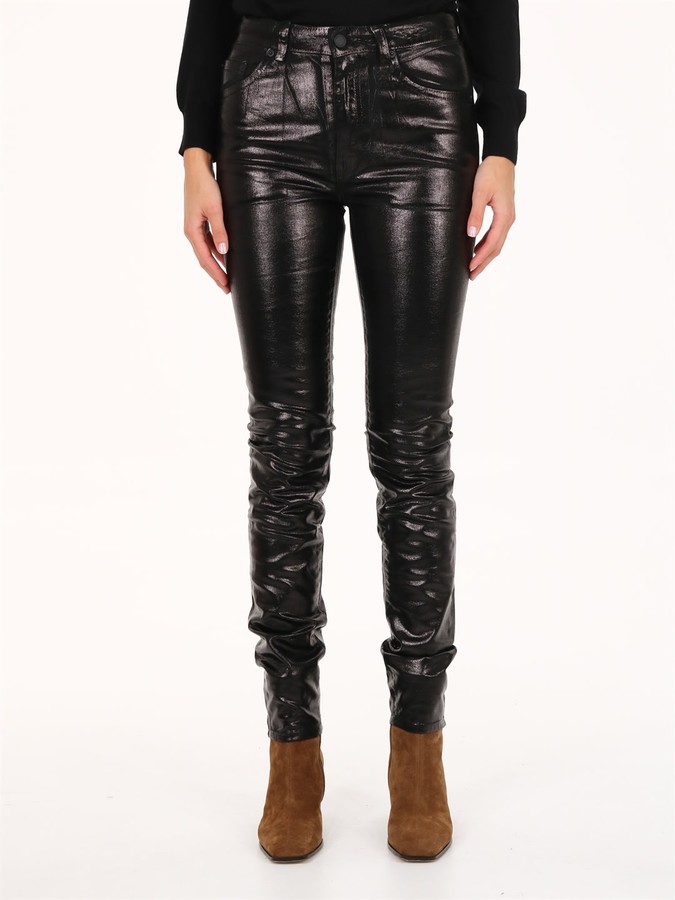 Saint Laurent Shiny Skinny Jeans Black - ShopStyle