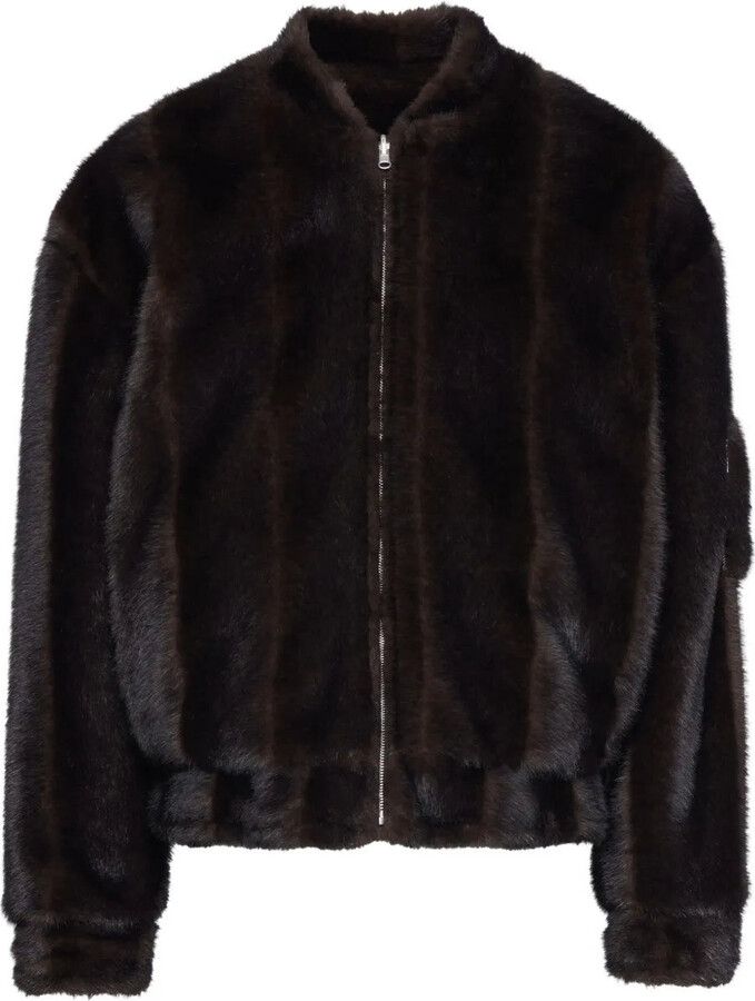 MM6 MAISON MARGIELA Faux Fur Zip-Front Bomber Jacket