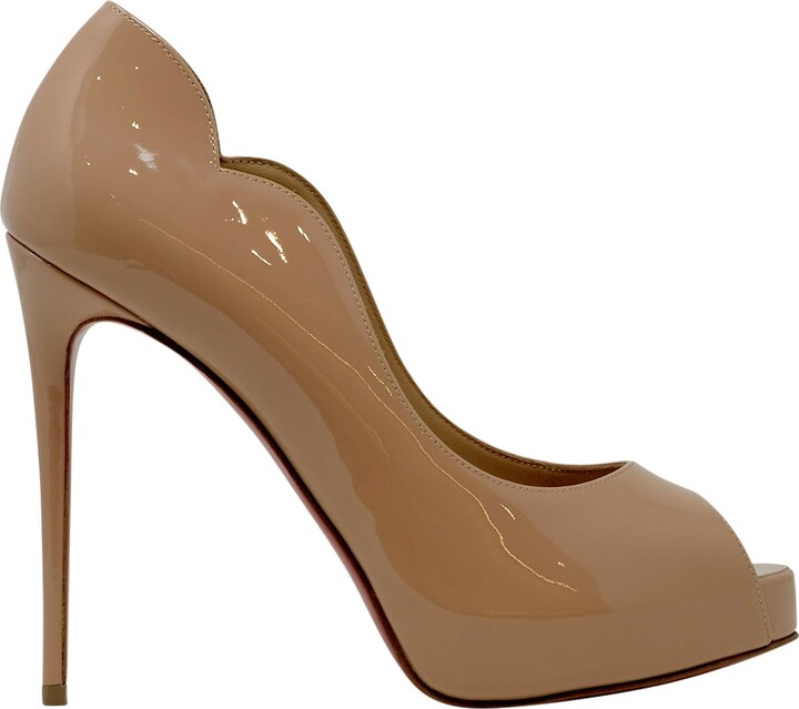 Jenlove Alta 120 Leather Peep Toe Pumps in Brown - Christian