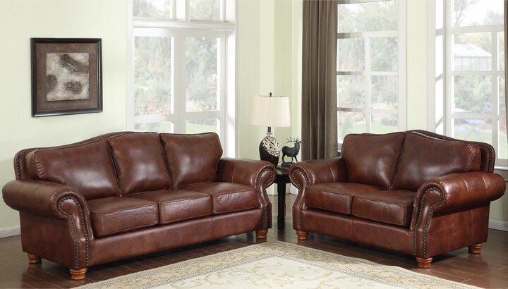 Brandon Distressed Whiskey Italian, Italian Leather Couch And Loveseat
