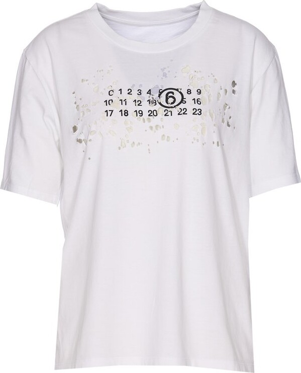 Tシャツ・カットソー MM6 Maison Margiela DESTROYED LOGO T-SHIRT MM6 Maison Margiela Men's Destroyed Logo T-Shirt in Black