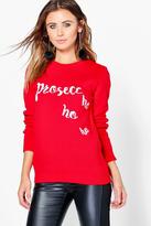Thumbnail for your product : boohoo Petite Clare Prosecco Christmas Jumper