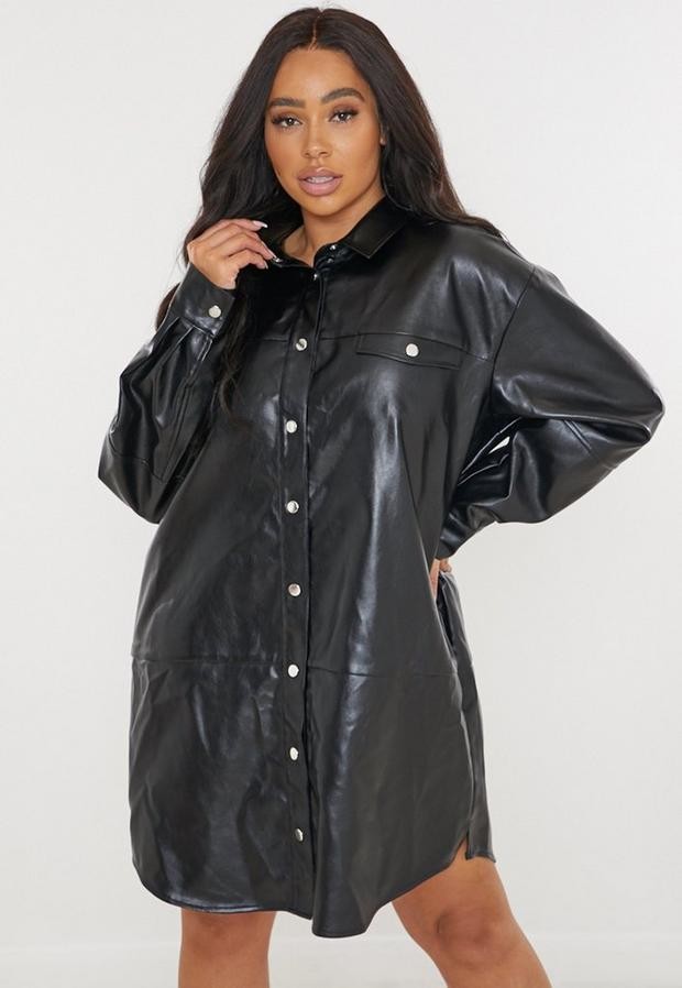 plus size leather shirt