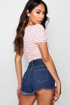 Thumbnail for your product : boohoo Stripe Puff Sleeve Square Neck Crop Top