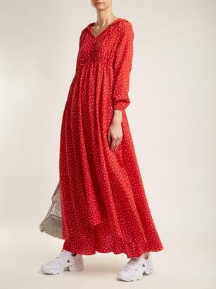 Vetements Polka-dot And Emjoi-print Hooded Silk Dress - Womens - Red Print