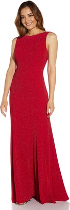 Adrianna Papell Women's Metallic Knit Cowl Back Gown