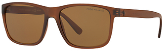Polo Ralph Lauren PH4113 Polarised D-Frame Sunglasses, Matte Brown
