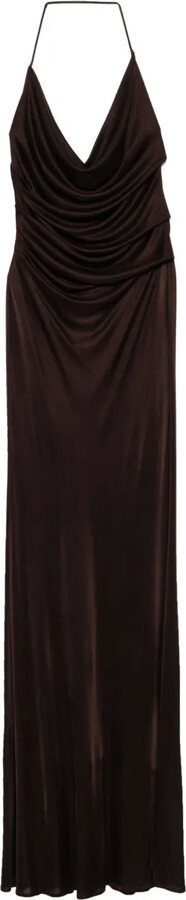 Elisabetta Franchi Open-Back Jersey Maxi Dress
