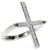 Thumbnail for your product : Ileana Makri Turning Cross 18kt White Gold Ring With White Diamonds