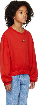 Msgm Kids Kids Red Embroidered Sweatshirt