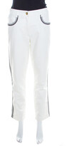 Thumbnail for your product : Escada White Contrast Embroidered Denim Straight Fit Jeans L