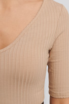 Thumbnail for your product : NA-KD Ribbed Short Sleeve V-neck Top