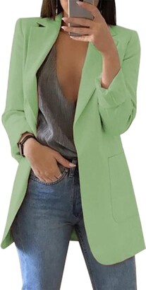 FLYCHEN Women's Suit Jacket Lapel Suit Blazer Open Front Casual Suit Long Sleeve Office Suit (S