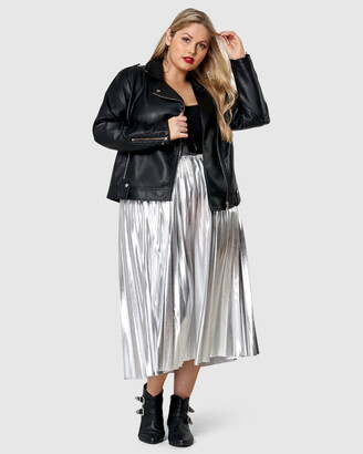 Sunday In The City - Women's Silver Leather skirts - Atomic Pleated Midi Skirt - Size One Size, 14 at The Iconic