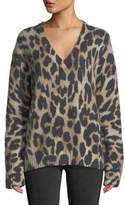 Thumbnail for your product : 360 Sweater 360Sweater Geraldine V-Neck Long-Sleeve Leopard-Intarsia Cashmere Sweater