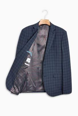 Next Mens Blue Check Skinny Fit Suit: Jacket