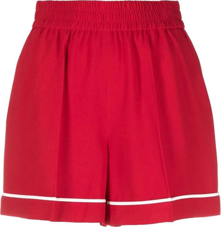 RED Valentino Contrast-Trim Crepe Shorts