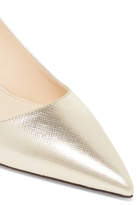Thumbnail for your product : Prada 65 Metallic Textured-leather Slingback Pumps - Gold