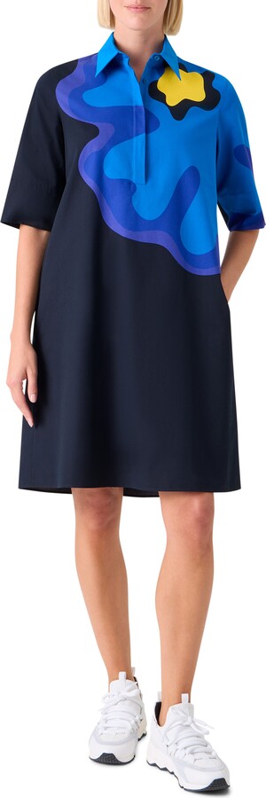 Akris Punto Floral Cotton Poplin Shirtdress