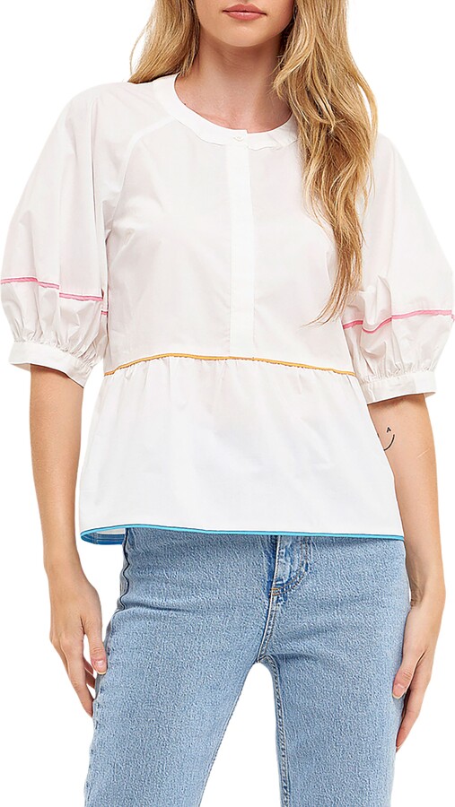 ENGLISH FACTORY Piping Detail Blouse