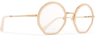 Chloé Tilda Round-frame Acetate And Gold-tone Optical Glasses - Beige