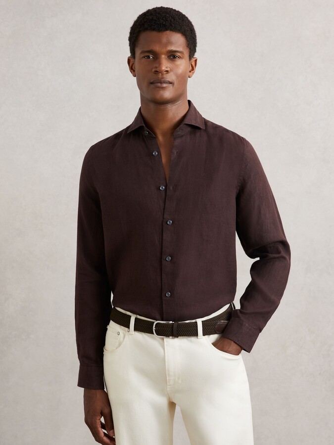 Reiss Linen Cutaway-collar Regular-fit Shirt