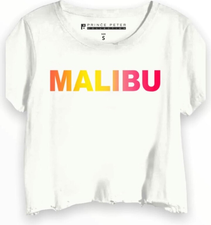 Prince Peter Women's Malibu Gradient Crop Tee In White