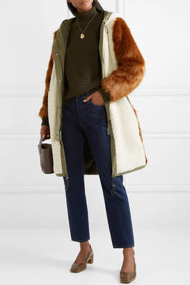 Sea Madeline Canvas-trimmed Paneled Faux Fur And Faux Shearling Coat