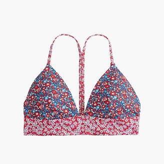 Banded T-back bikini top in colorblock Liberty® florals