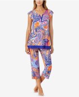 Thumbnail for your product : Ellen Tracy Contrast-Trimmed Printed Knit Pajama Top