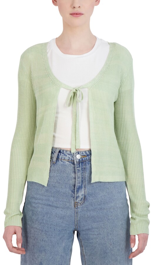 long sleeve tie front cardigan