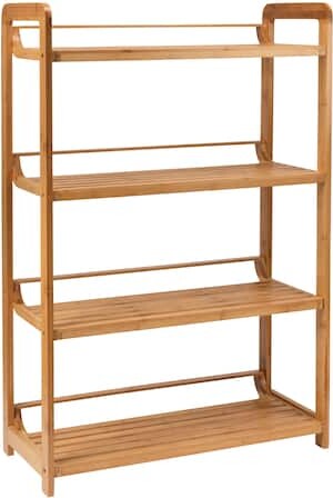 Organize It All Deluxe 4 Tier Bamboo Shelf in Brown