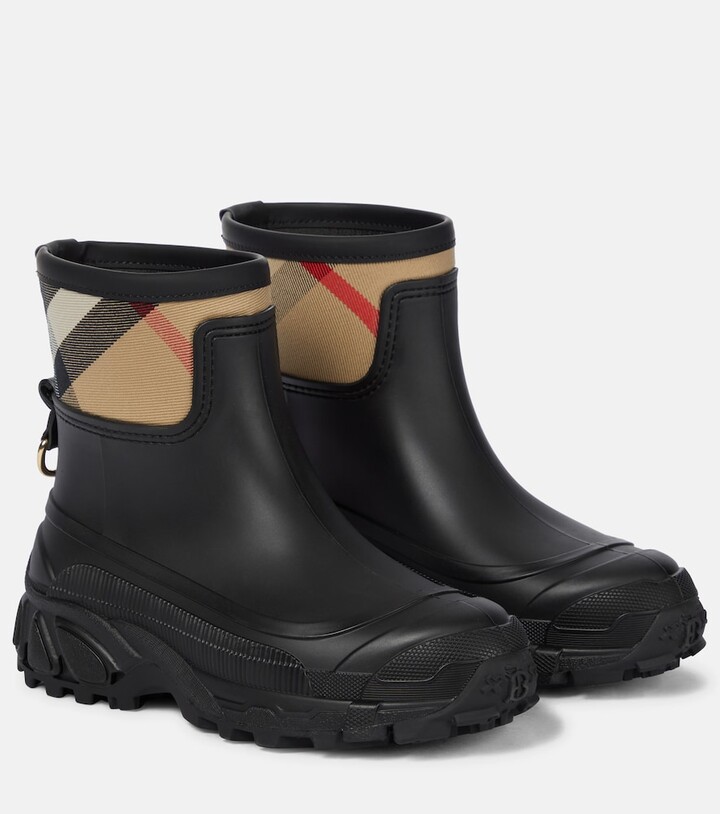 Burberry House-check strap-detail rain boots - ShopStyle