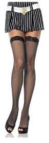 Leg Avenue Women's Fishnet Thigh High Stockings with Lace Top, Red, One Size