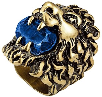 Gucci Lion head ring with crystal - ShopStyle