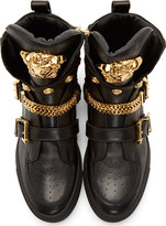 Versace Black Leather Chain Sneakers - ShopStyle