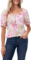 Thumbnail for your product : CeCe Serene Floral Puff Sleeve Square Neck Blouse