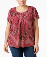 Thumbnail for your product : Style&Co. Style & Co Plus Size Pleated-Neck Printed Top, Only at Macy's