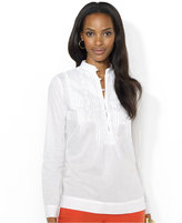 Thumbnail for your product : Lauren Ralph Lauren Long-Sleeve Embroidered Stand-Collar Blouse