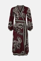 Thumbnail for your product : Karen Millen Slinky Floral Jacquard Wrap Front Dress