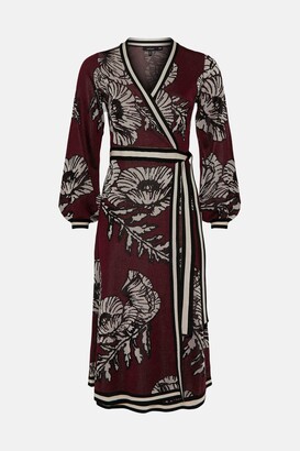 Karen Millen Slinky Floral Jacquard Wrap Front Dress