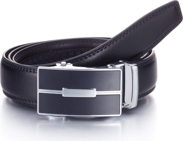 YEHMAN Men's Leather Automatic Ratchet Belt with Sliding Buckle without